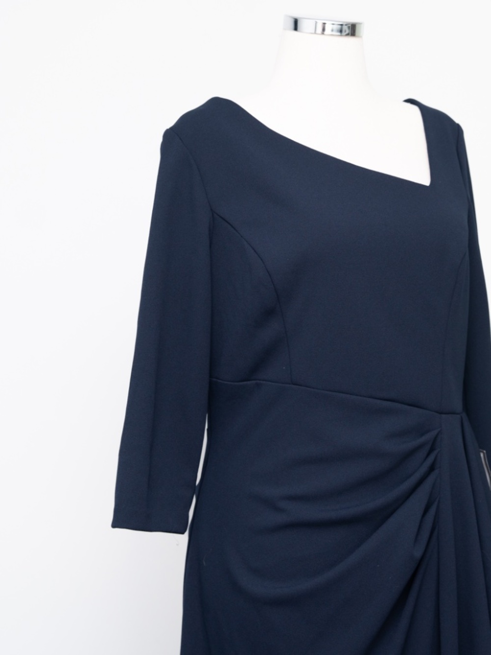 XSCAPE - Asymmetric Neck Ruched Side Drape Gown with Slit‎ - Picture 9 of 13